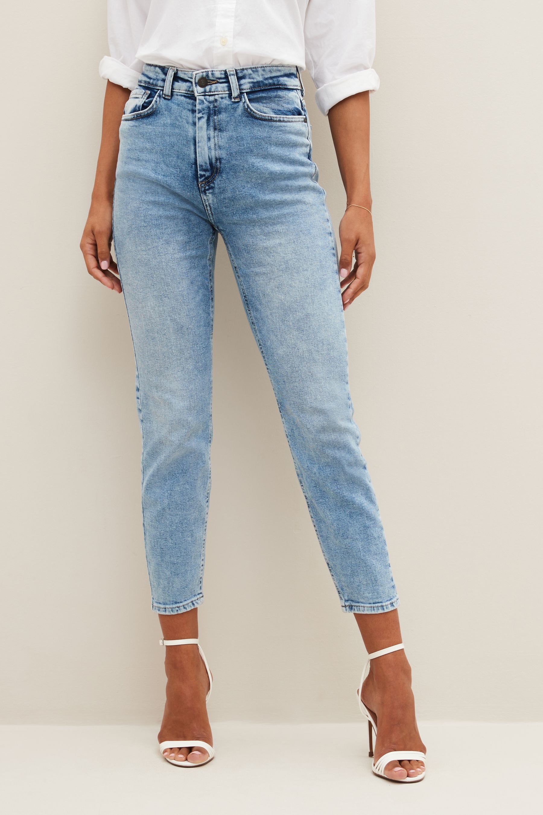 Buy NOISY MAY Light Blue High Waisted Straight Leg Jeans from the
