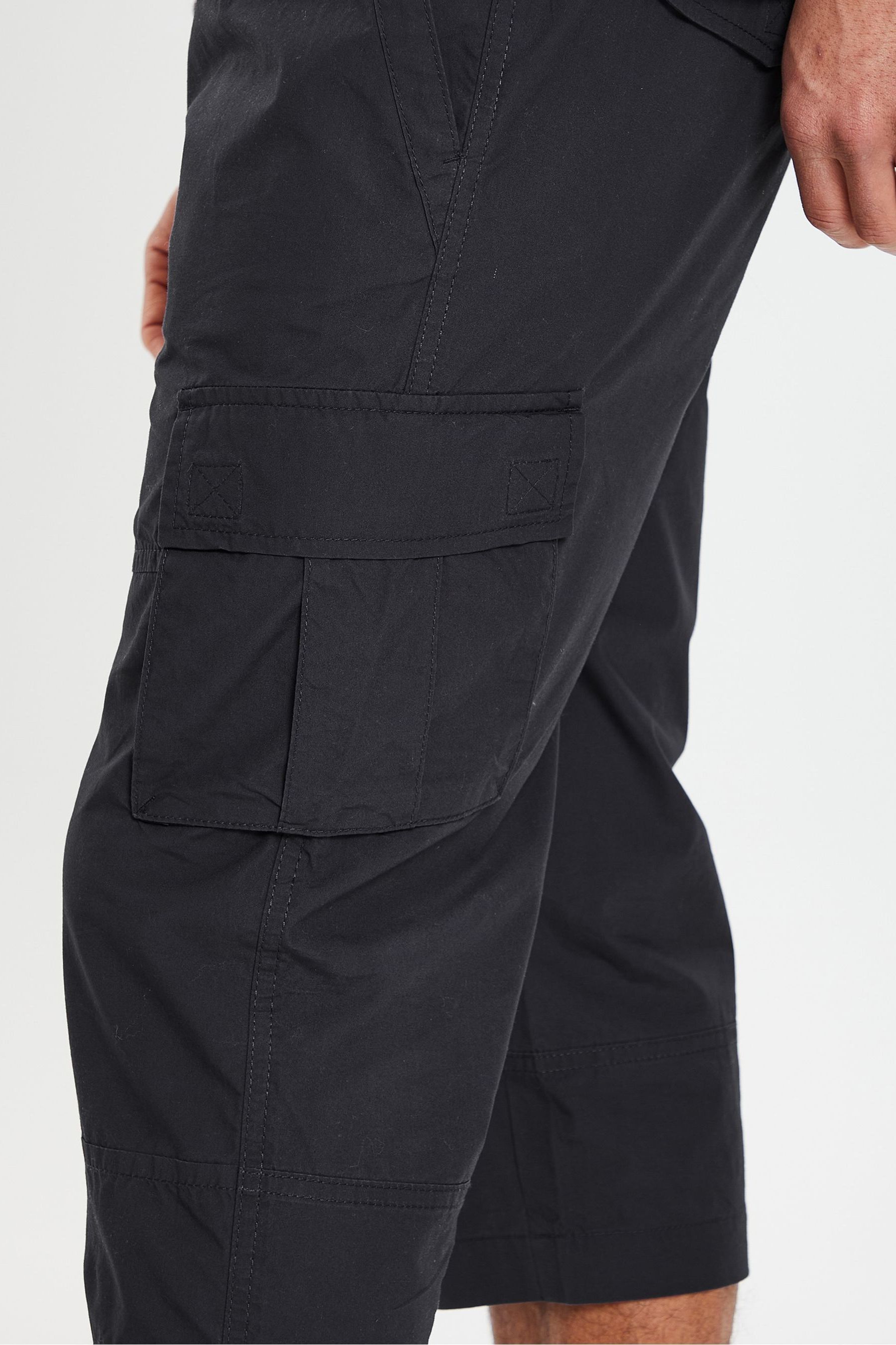 Men 34 Length Cargo Pants Shorts Loose Casual Cotton Trousers Plus Size  Black  eBay
