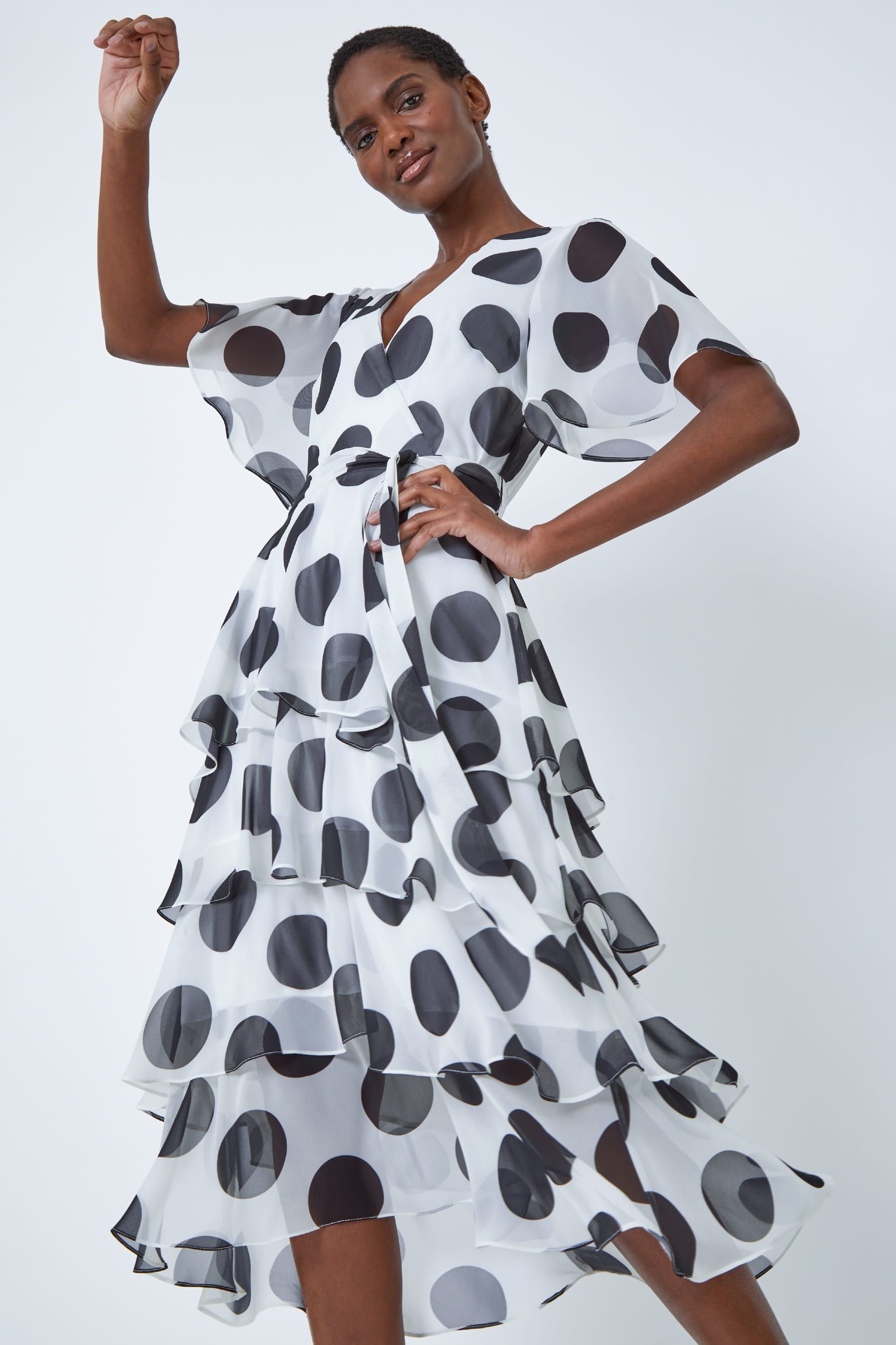 Roman black and best sale white dress