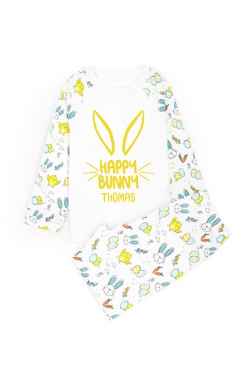 Personalised Kids Happy Bunny Pyjamas by Dollymix