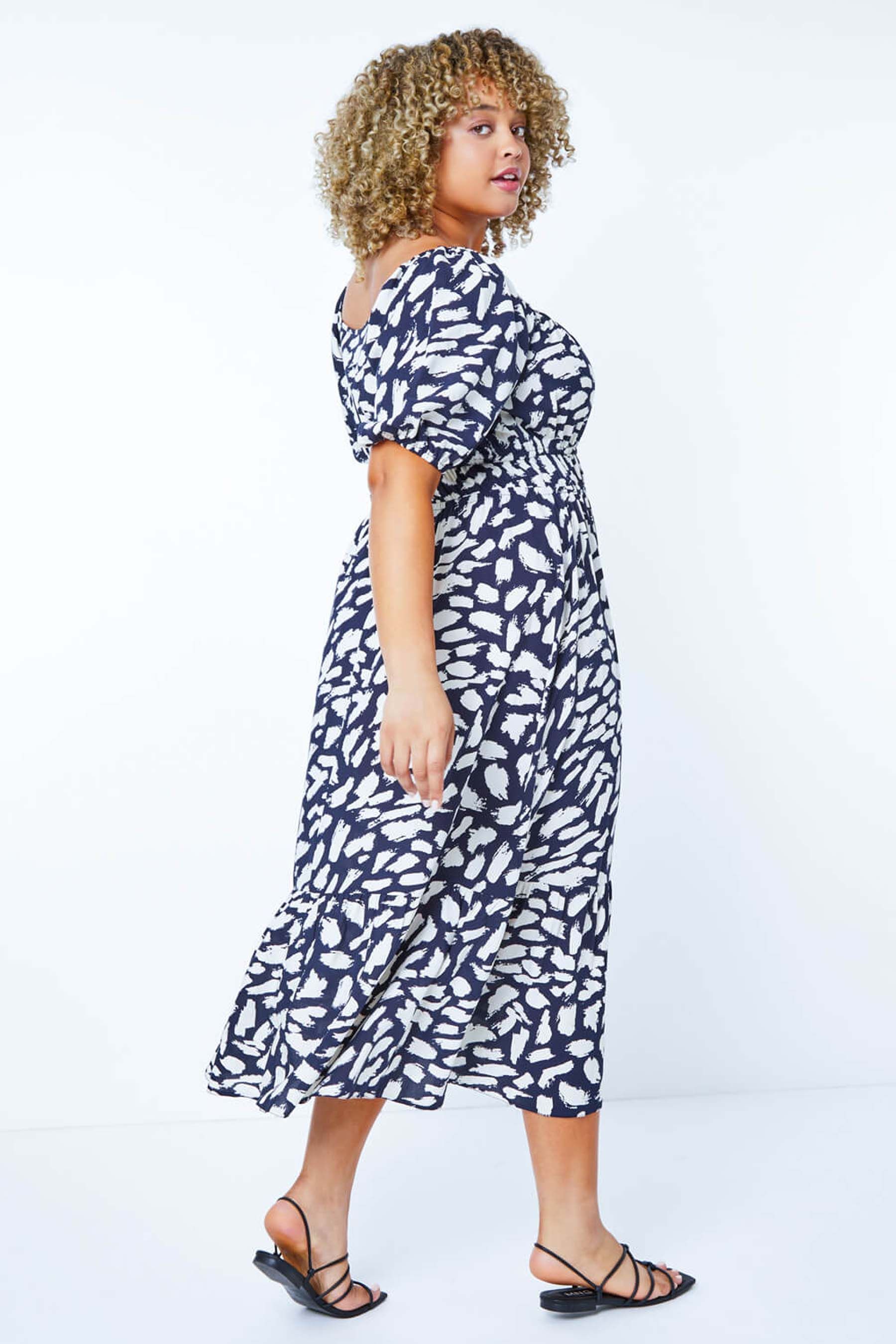 Roman blue on sale and white dress