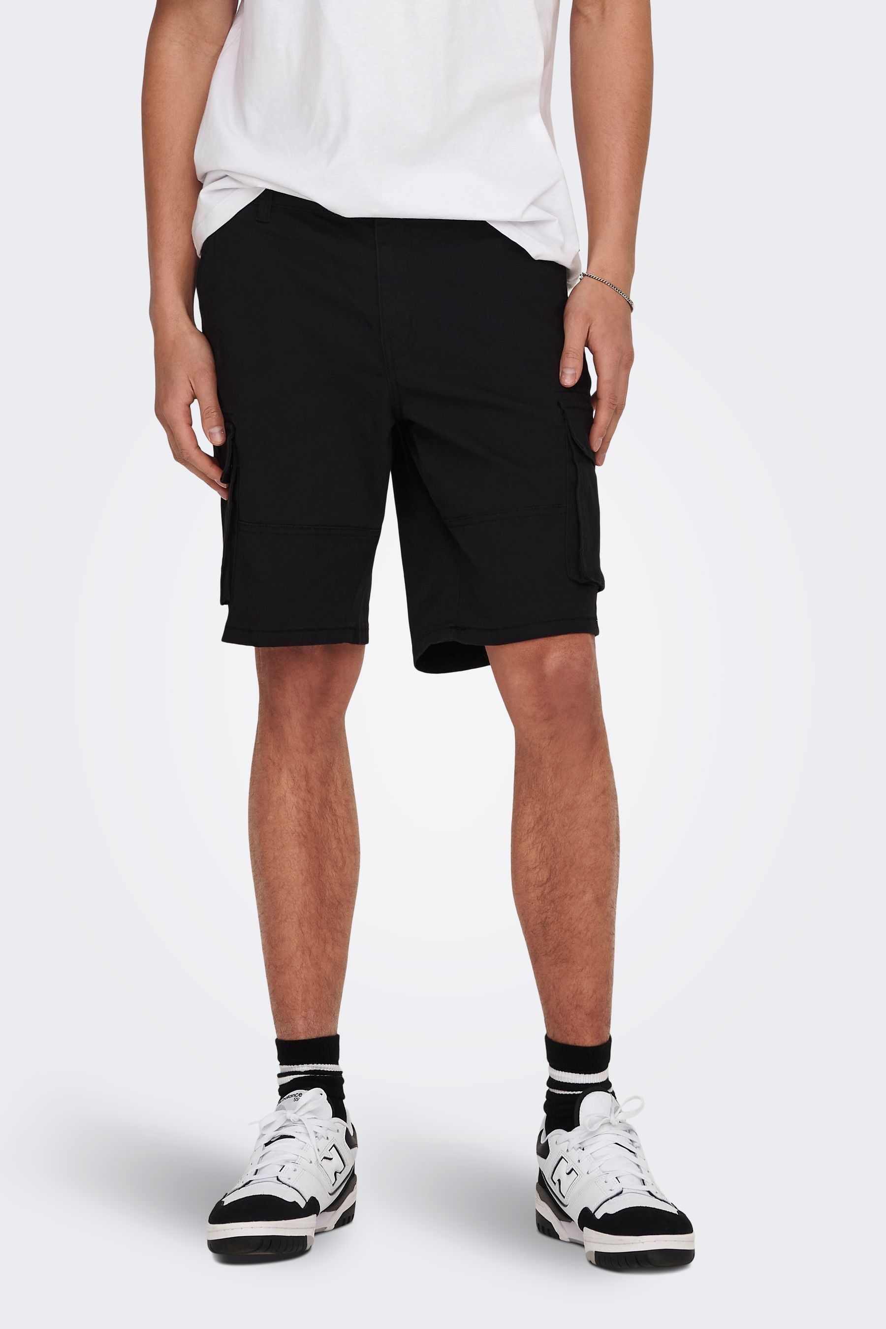 Only Sons Black Cargo Shorts