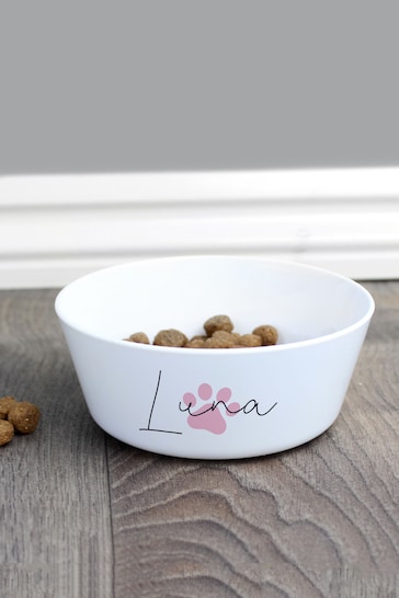 Personalised Paw Print Plastic Cat Bowl by PMC