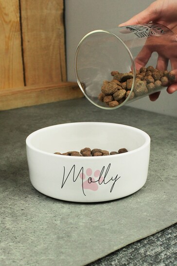 Personalised Paw Print Ceramic Dog Bowl by PMC