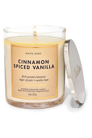 CinnamnSpcdVanlla Bath & Body Works Cinnamon Spiced Vanilla Signature Single Wick Candle 8 oz / 227 g