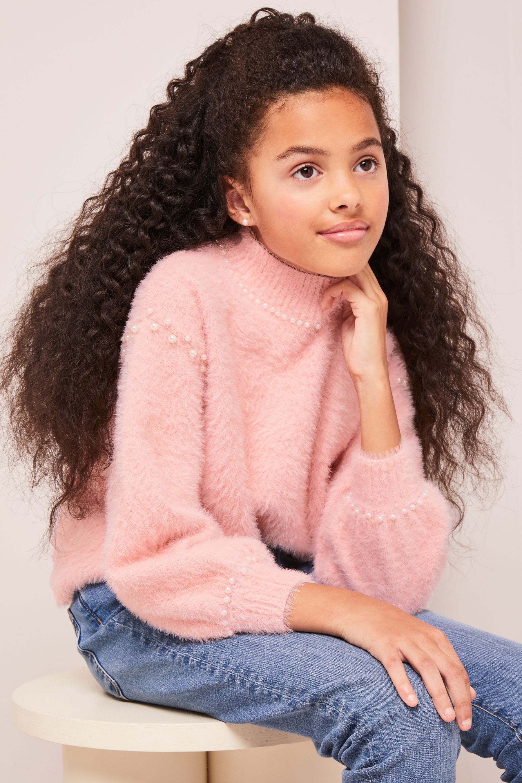 Pink eyelash jumper sale