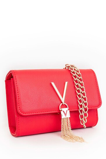 Valentino Bags Divina Foldover Tassel Detail Cross Body Bag in taupe-Neutral