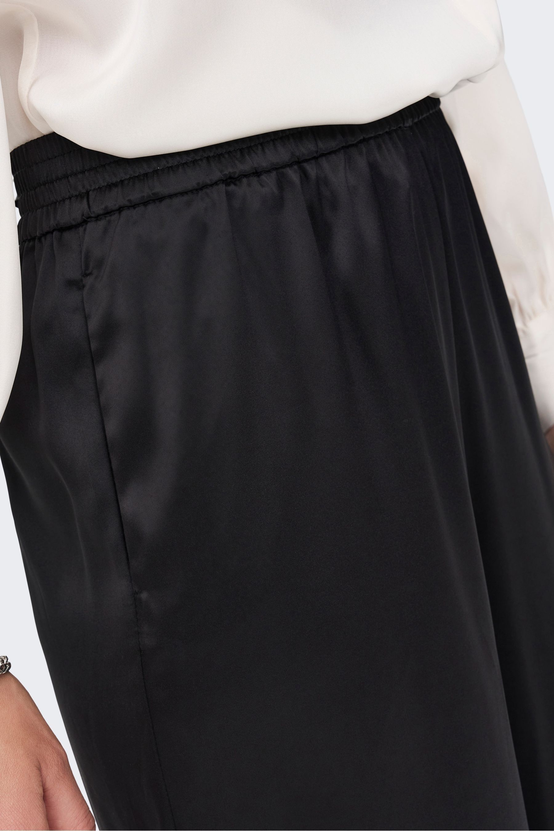 Black satin high waisted hot sale pants