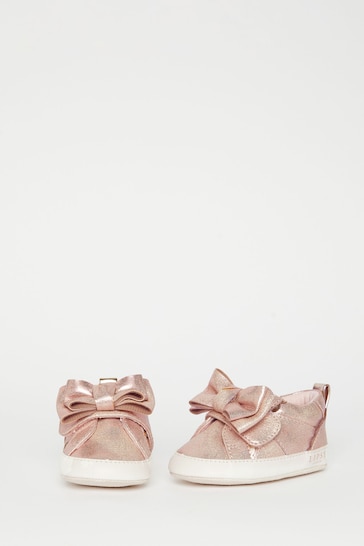 Lipsy Girl Pink Bow Pram Trainer Shoe - Baby