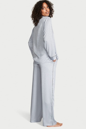 Victoria's Secret Flint Grey Star Jacquard Satin Long Pyjamas