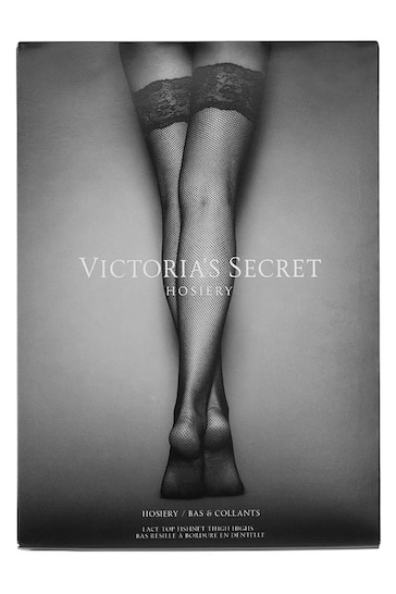 Victoria's Secret Lipstick Red Lace Lace Top Fishnet Stockings