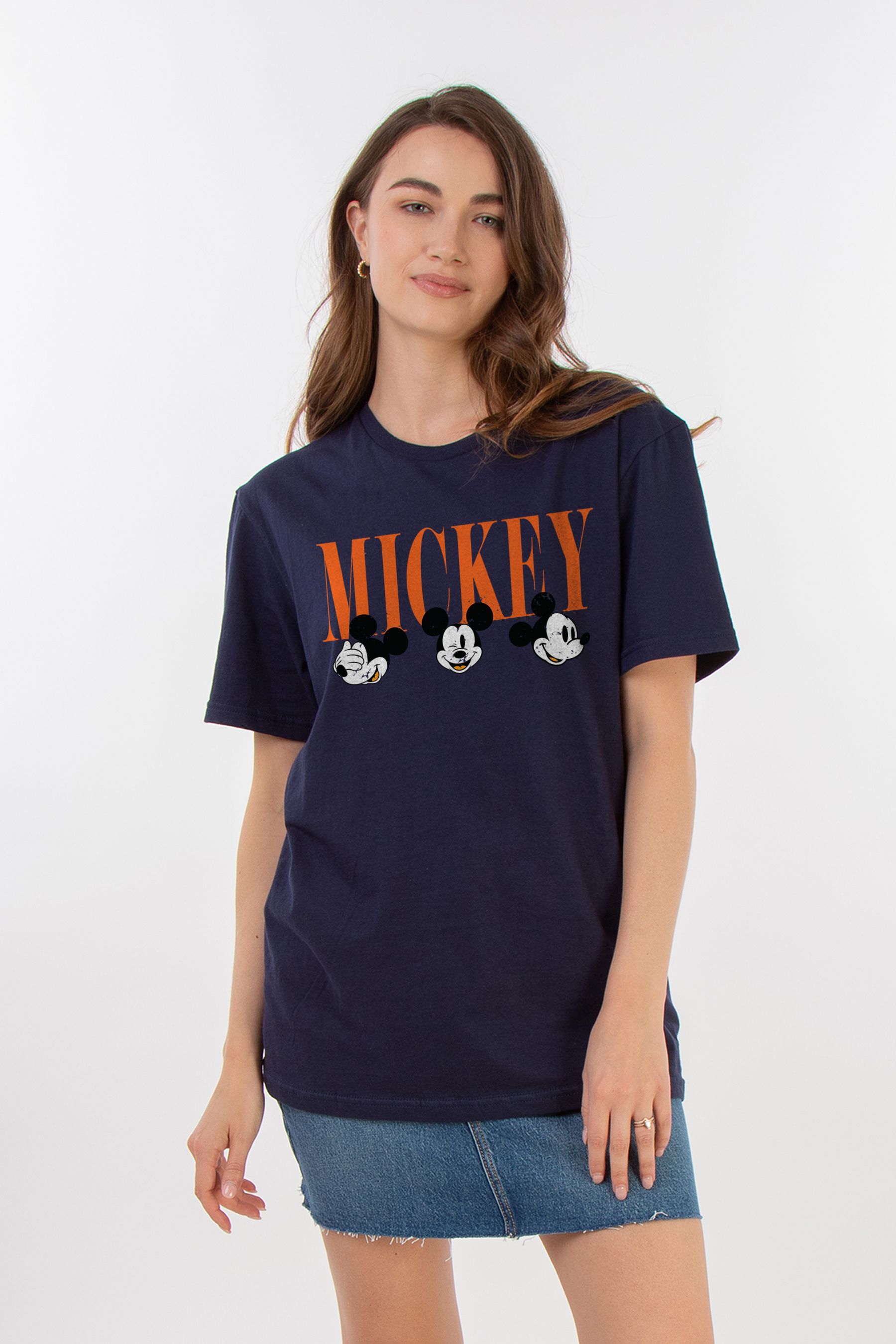 Buy Brands In NAVY Mickey Mouse Faces Women Navy Boyfriend Fit
