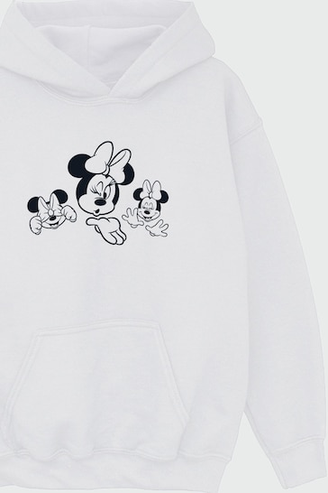 Brands In WHITE Minnie Mouse Three Faces Girls White  Disney Hoodie