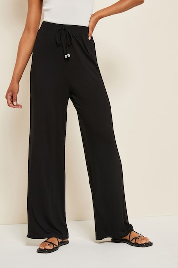 Buy Friends Like These Black Petite Jersey Wide Leg Trousers from the ...