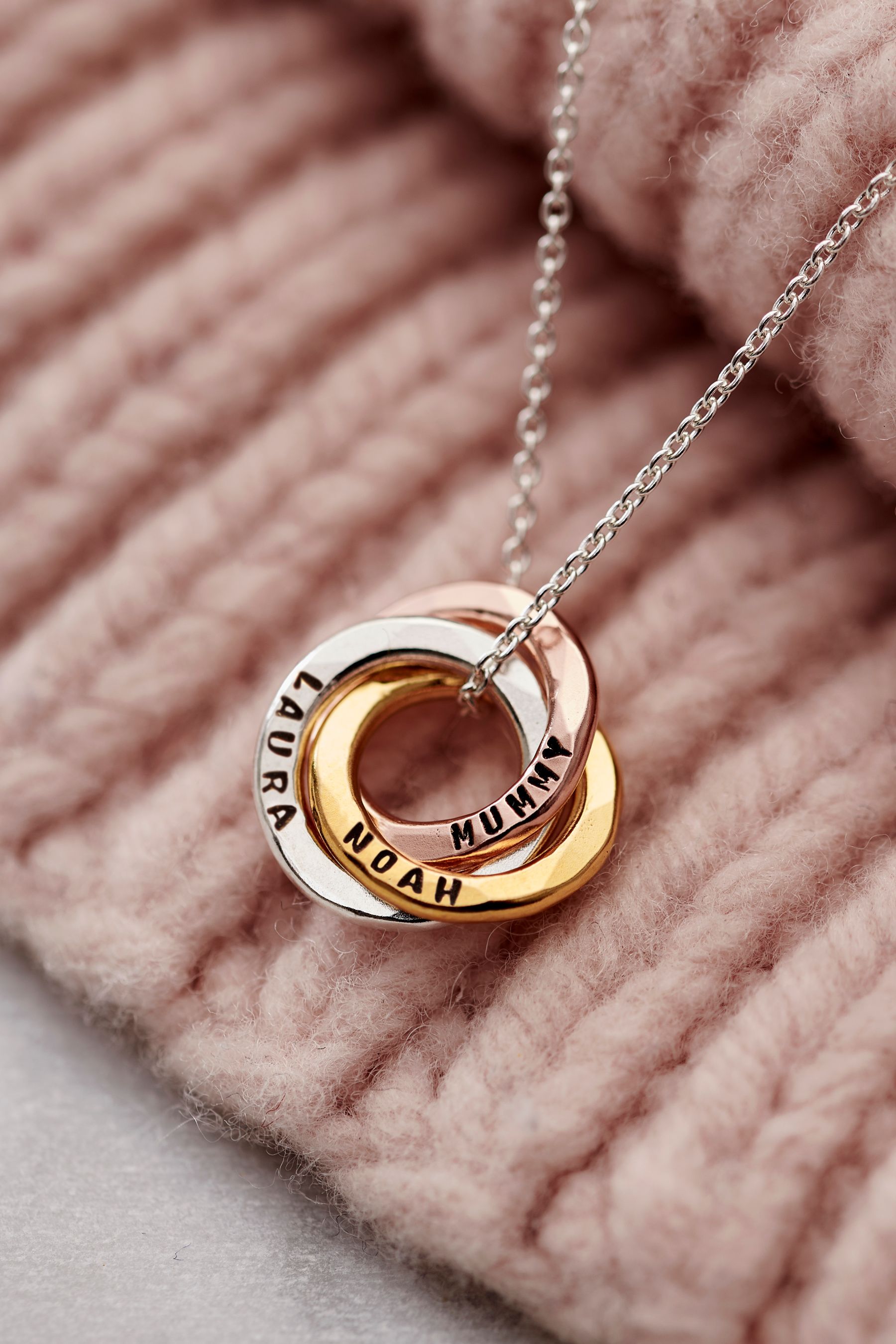 Buy Personalised Mixed Gold Mini Russian Ring Necklace by Posh Totty from  the Next UK online shop