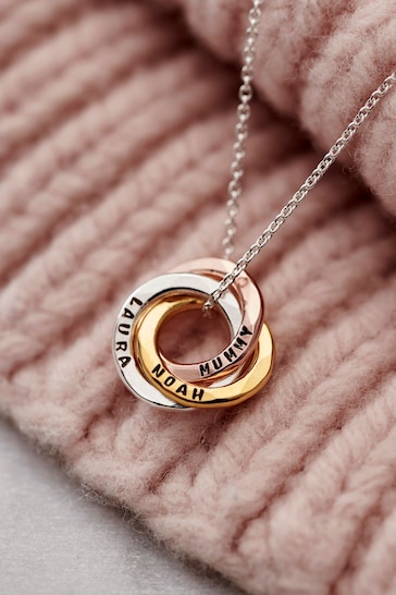 Personalised Mixed Gold Mini Russian Ring Necklace by Posh Totty