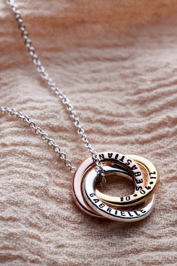 Personalised Mixed Gold Mini Russian Ring Necklace by Posh Totty