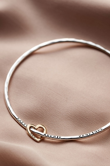 Personalised 9ct Gold Heart Bangle by Posh Totty
