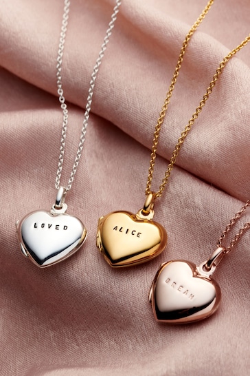 Personalised Small Heart Locket Necklace by Posh Totty