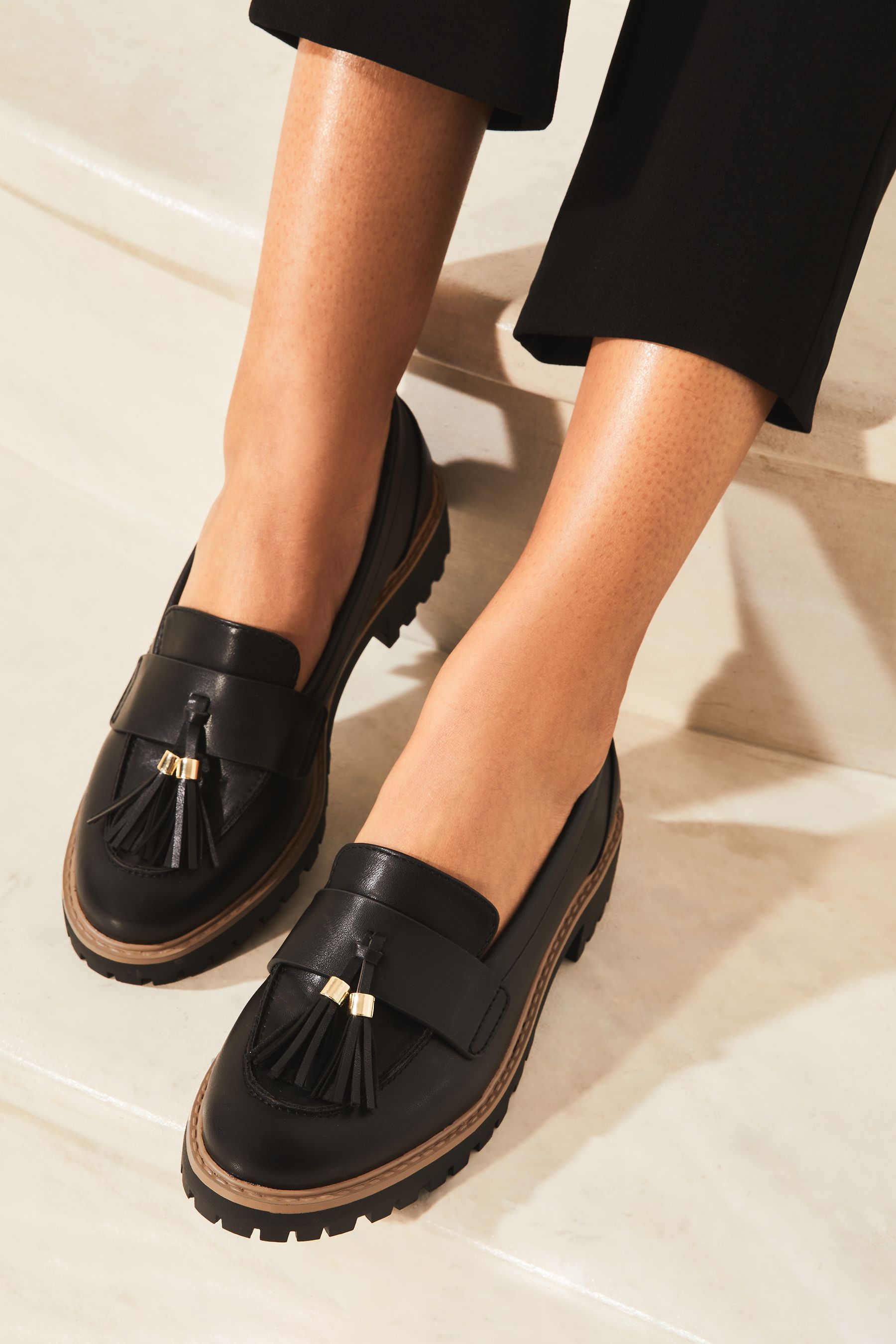 Buy Lipsy Black Regular Fit Tassel Chunky Slip On Loafer from the
