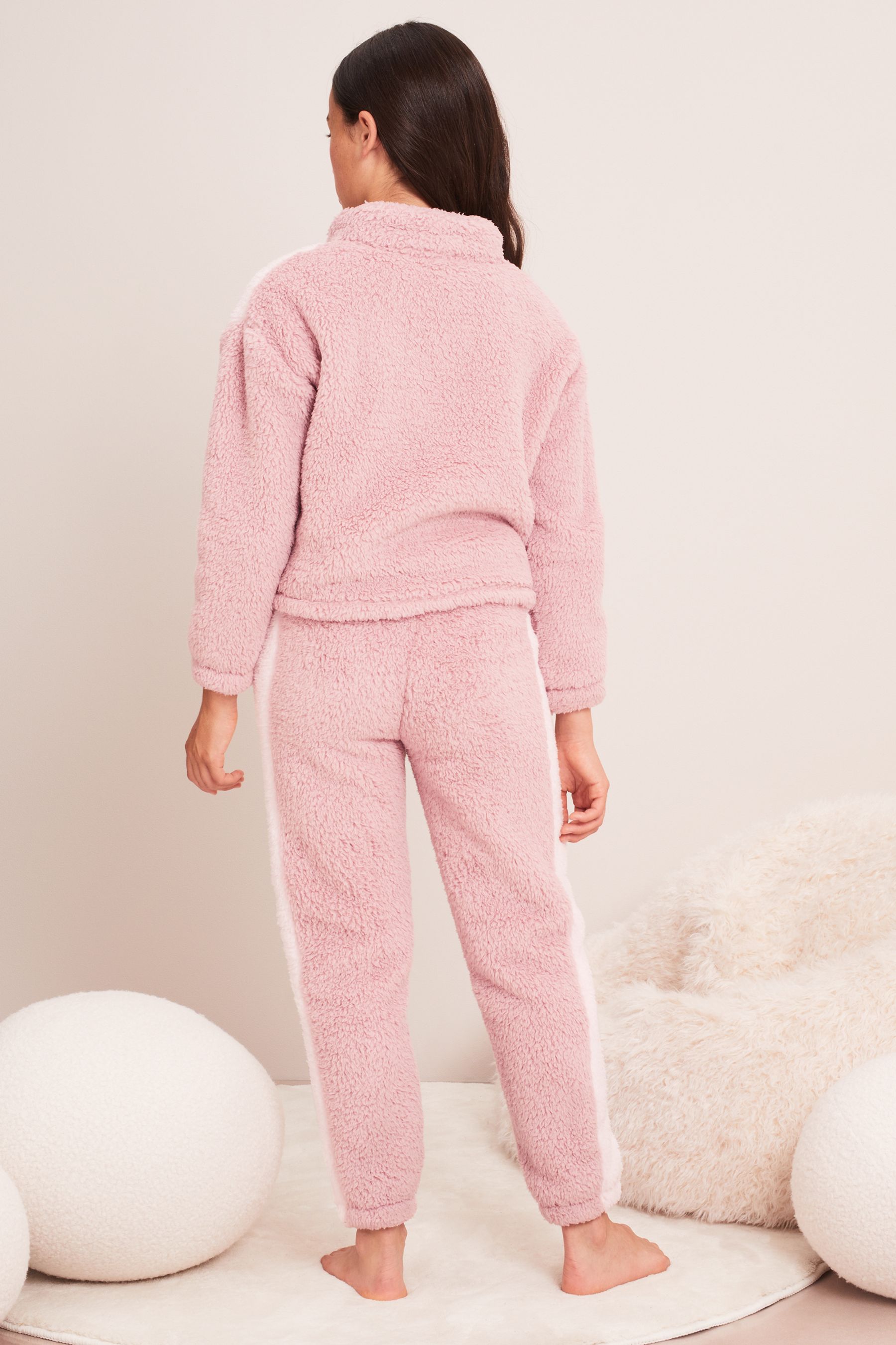Lipsy Pink Cosy Twosie Fleece Pyjamas