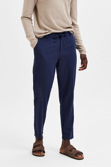 Selected Homme Dark Sapphire Linen Trousers