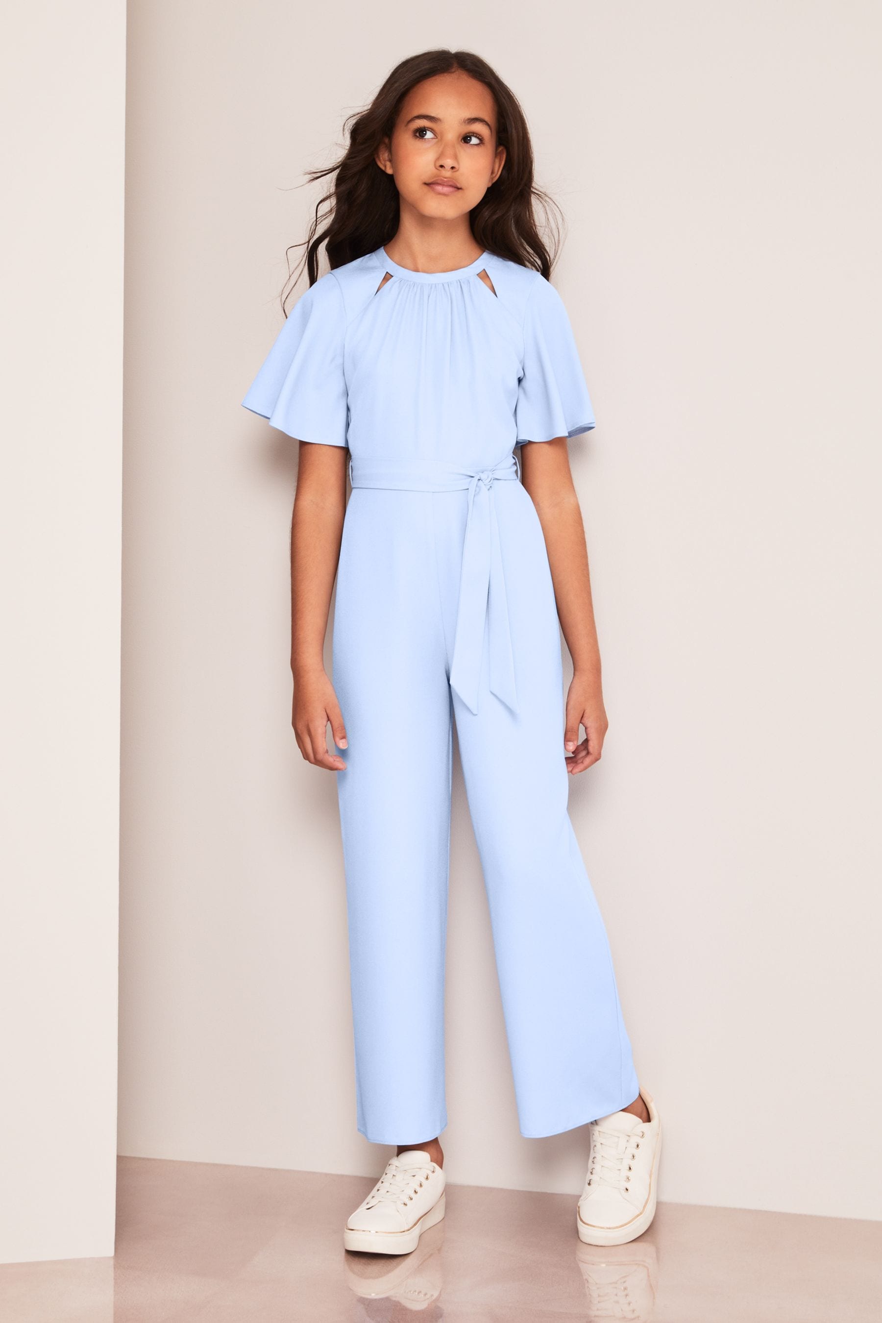 Buy Lipsy Blue Cut Out Flutter Sleeve Jumpsuit from the Next UK