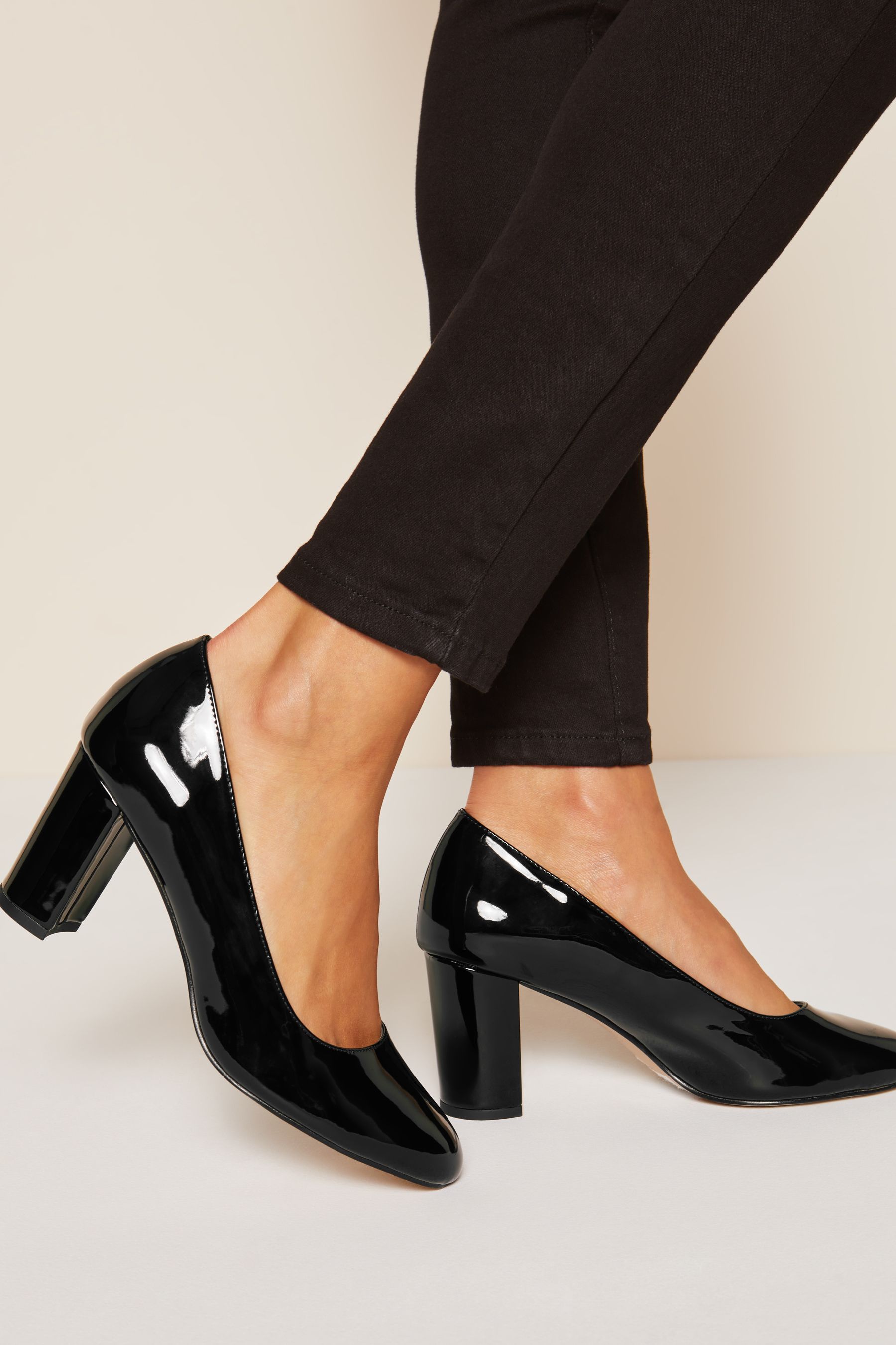 Patent block heel court shoes shop