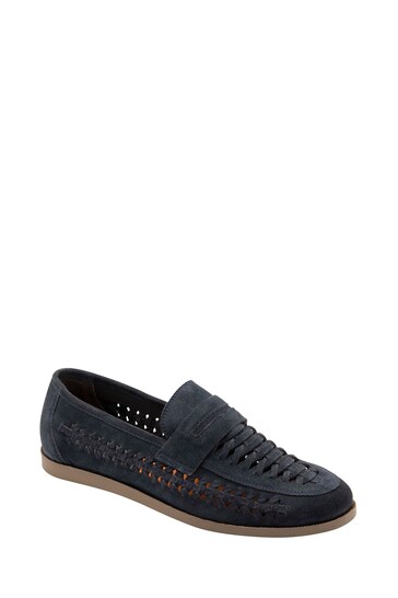 Frank Wright Blue Men's Leather Loafers