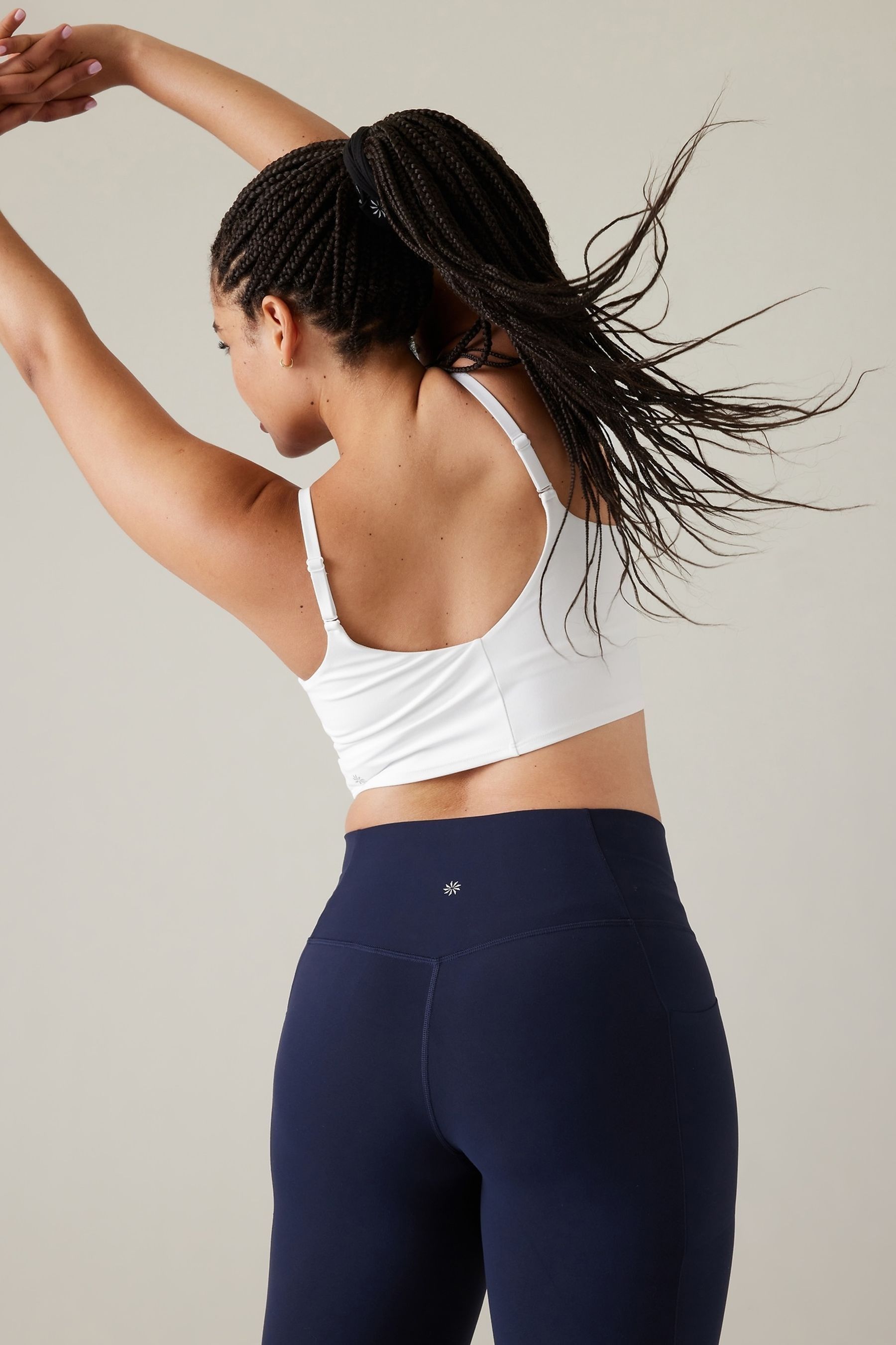 Athleta White A C Cup Elation V Neck Crop Low Impact Sports Bra