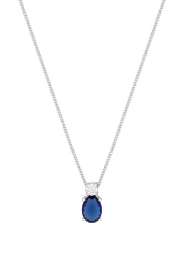 Simply Silver Silver Mini Sapphire Cubic Zirconia Pendant Necklace