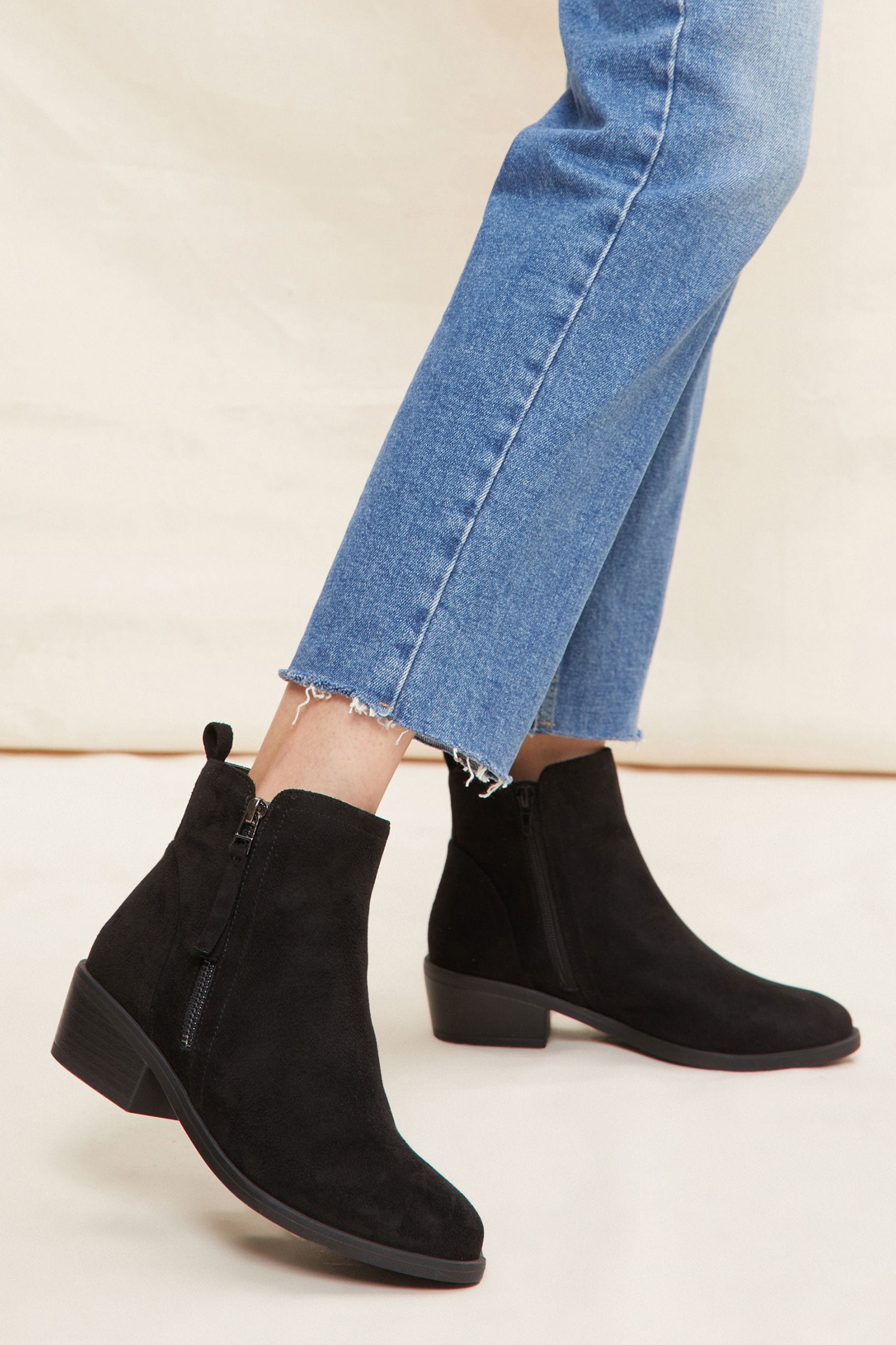Buy Friends Like These Black Wide Fit Side Zip Low Heel Ankle Boot from the Next UK online shop