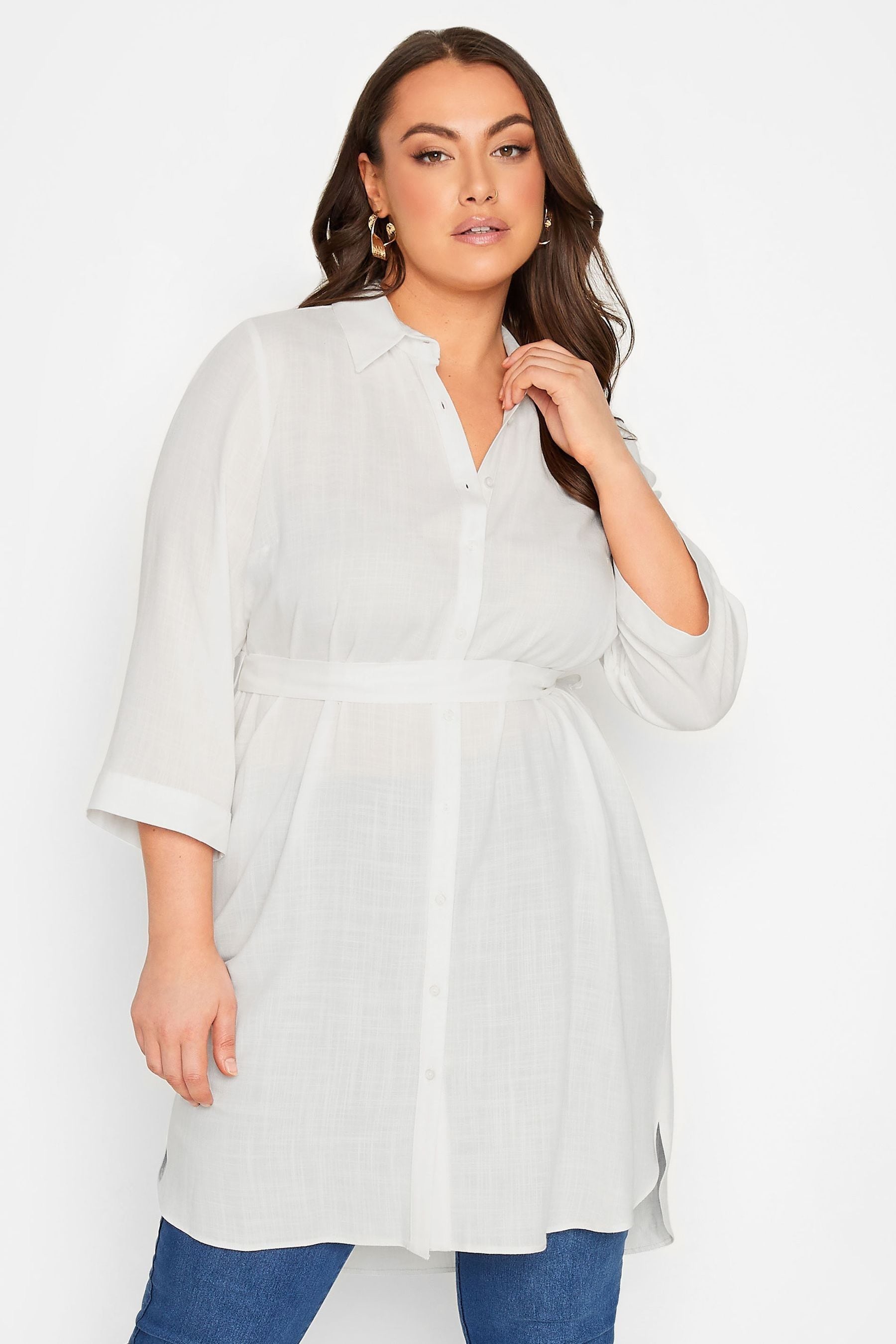 White button down cheap shirt dress plus size