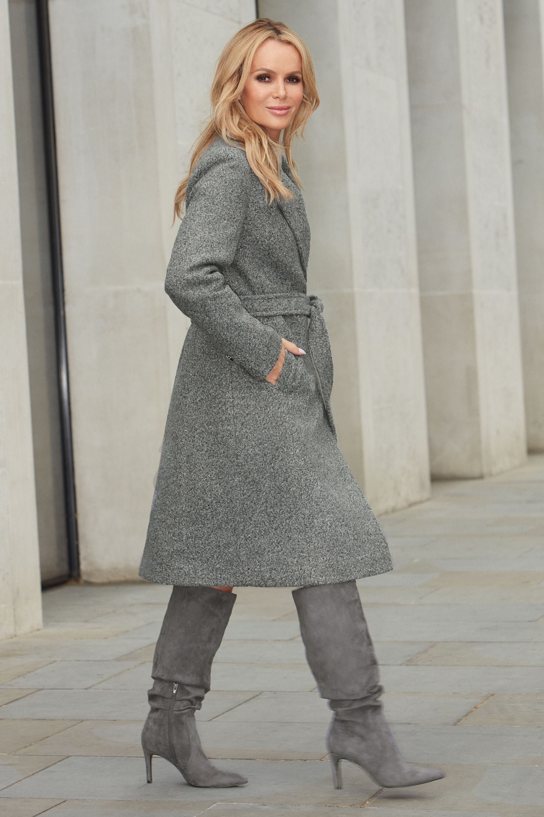 Long grey trench coat top