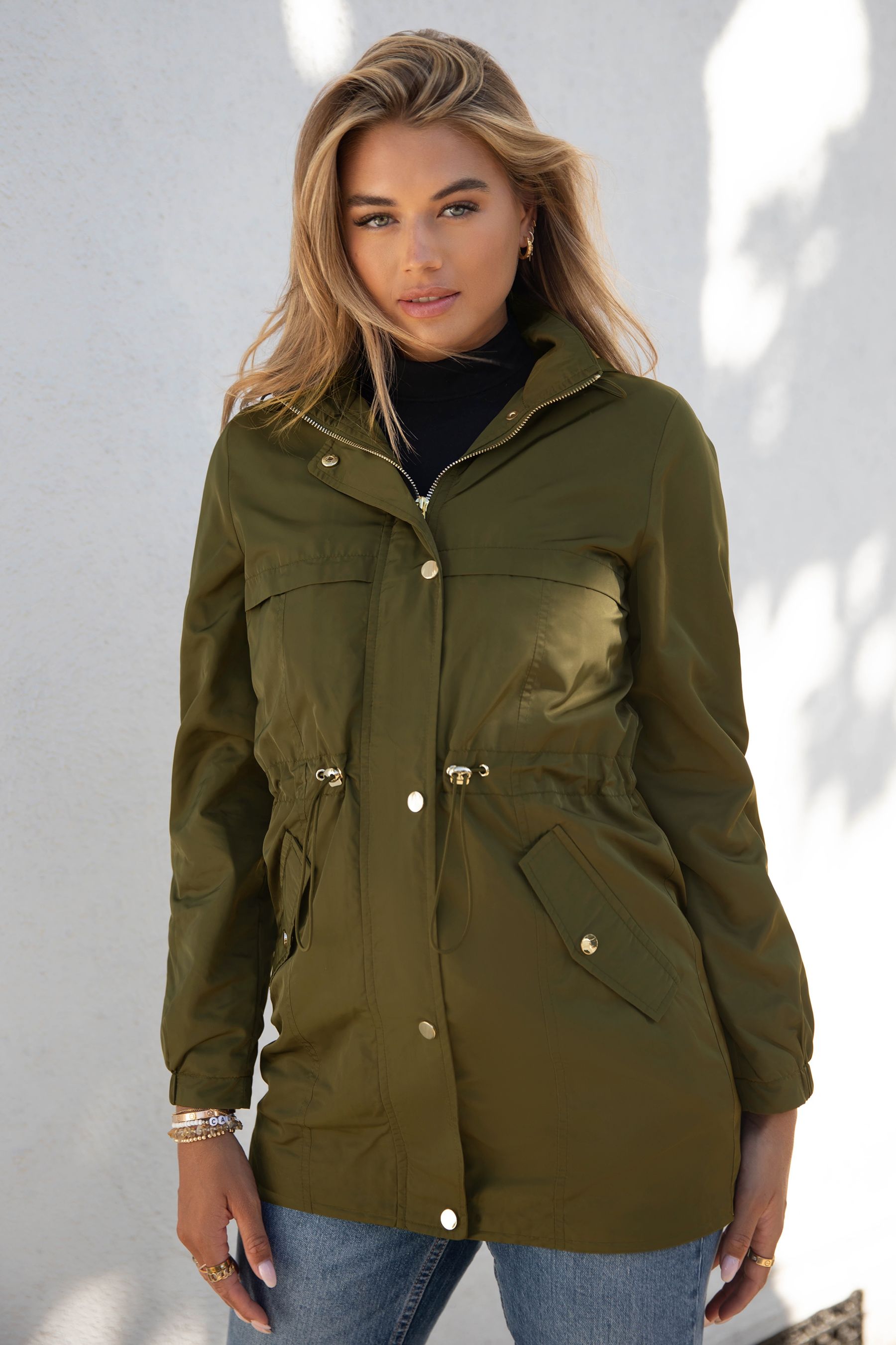 Lipsy Khaki Green Shower Resistant Rain Coat