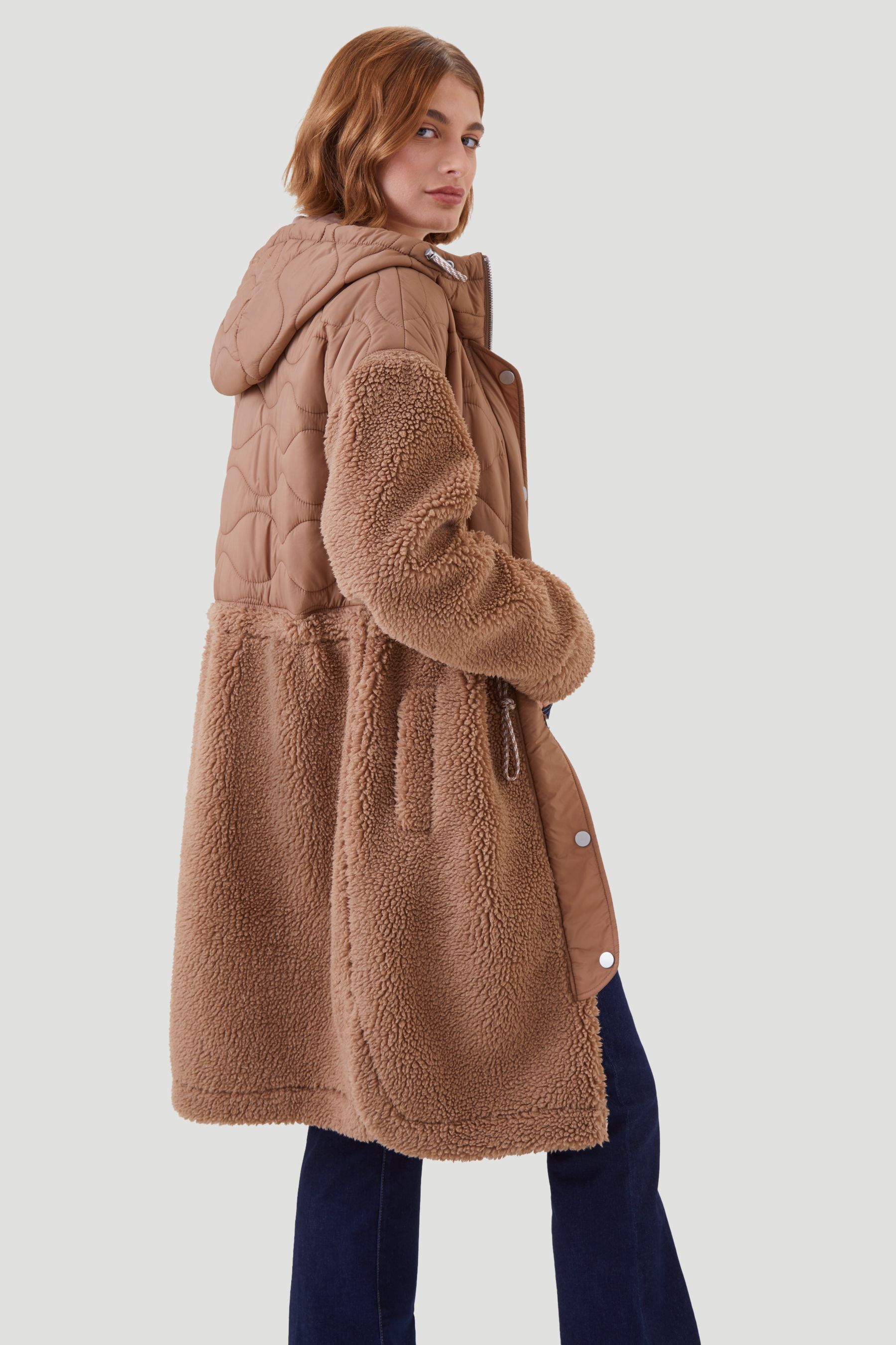 Buy Kaldtvaer Brown Petite Floro Long Teddy Borg Coat from the