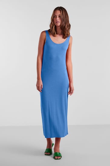 PIECES Blue Sleeveless Jersey Maxi Dress