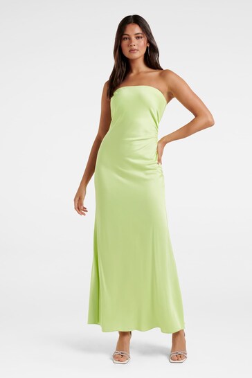 Forever New Green Avery Satin Strapless Dress