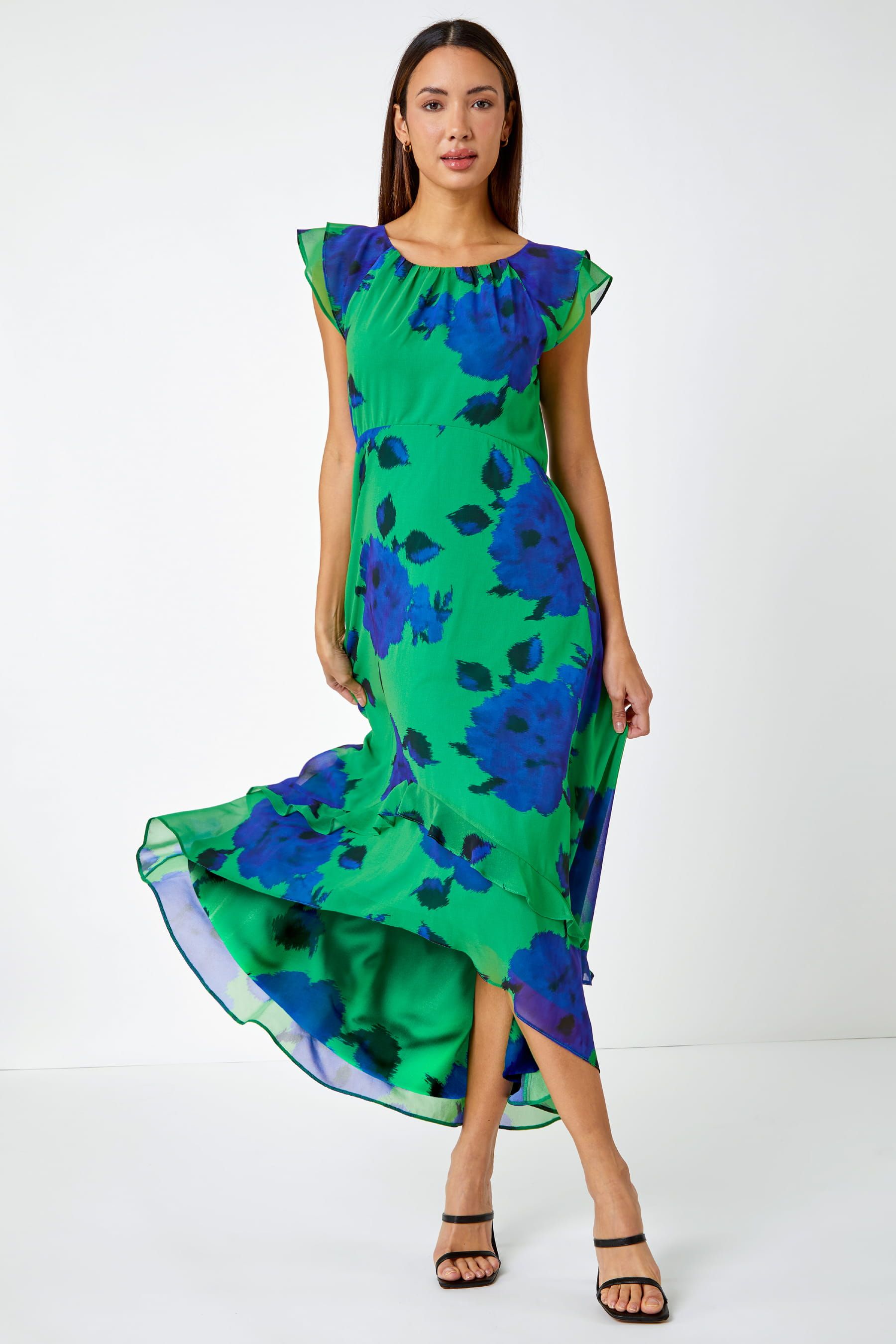 Roman top green dress