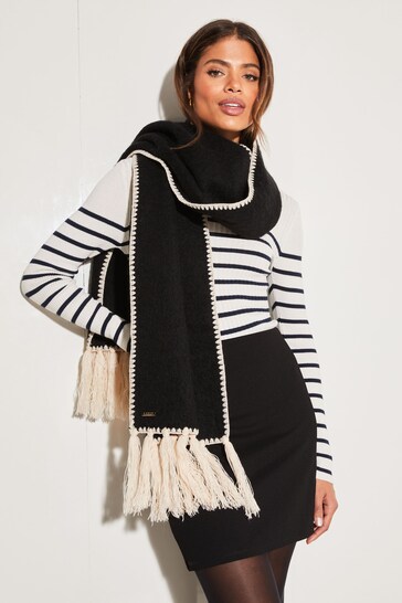 Buy Lipsy Black Brushed Whipstitch Scarf from the Next UK online shop