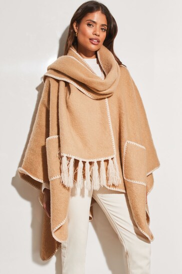 Buy Lipsy Camel Brushed Whipstitch Scarf from the Next UK online shop