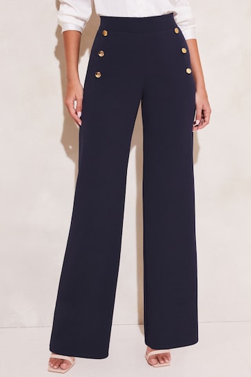 Buy Lipsy Navy Military Wide Leg Trousers from the Next UK online shop