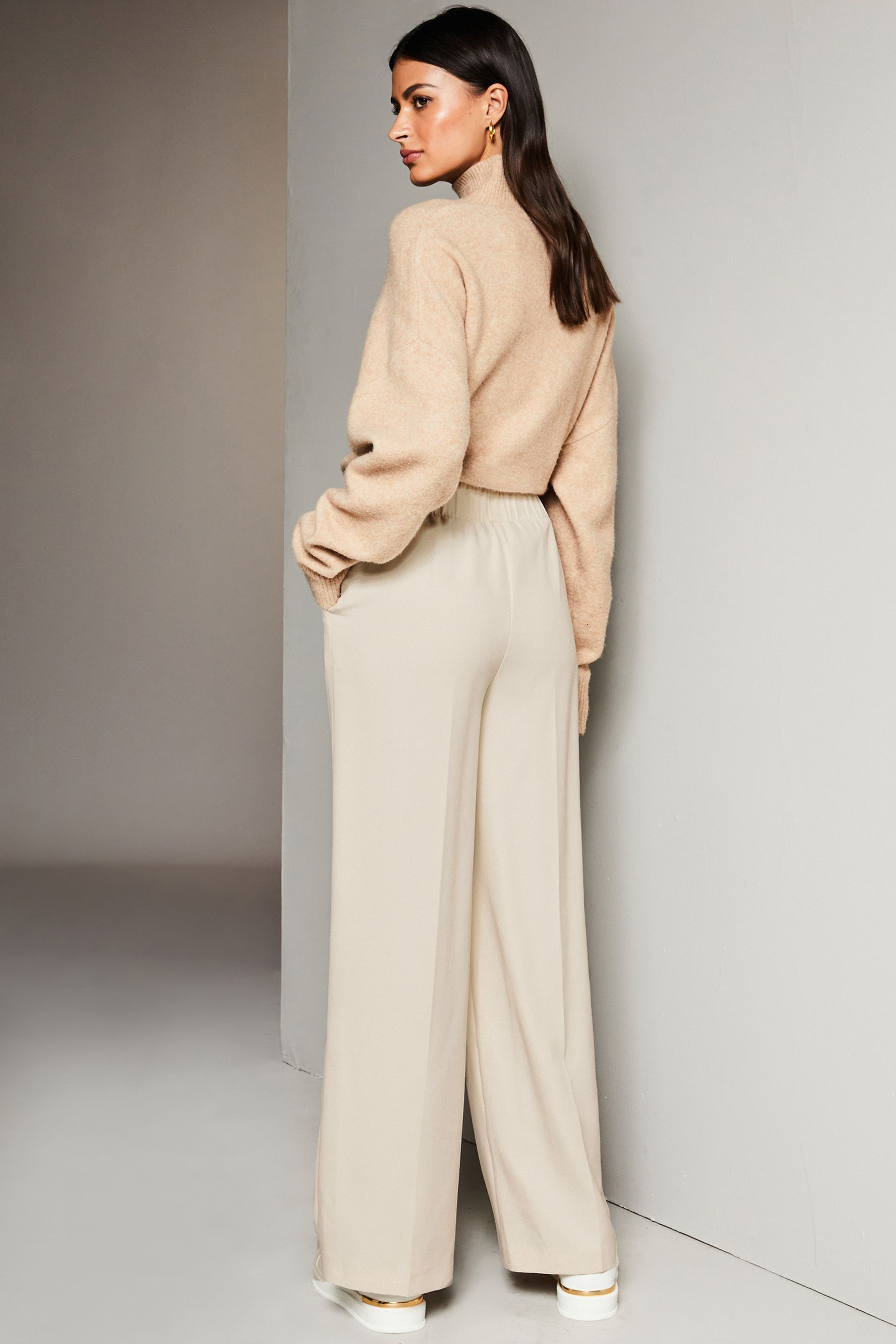 Cream wide leg trousers uk hotsell
