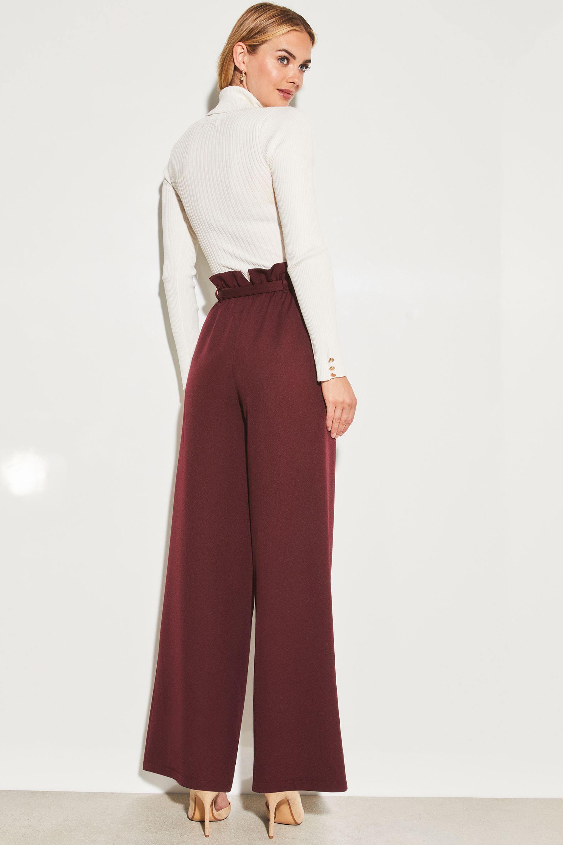 Red paperbag wide best sale leg trousers