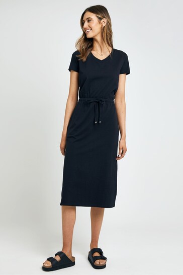 Threadbare Black Cotton Jersey Midi Dress