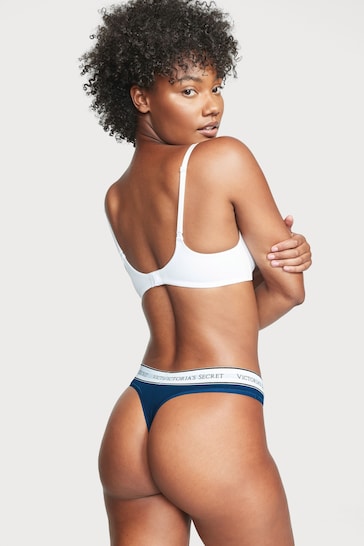 Victoria's Secret Academy Blue Thong Logo Knickers