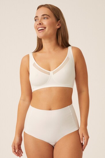Naturana White Non Wired Bra with Tulle Detail