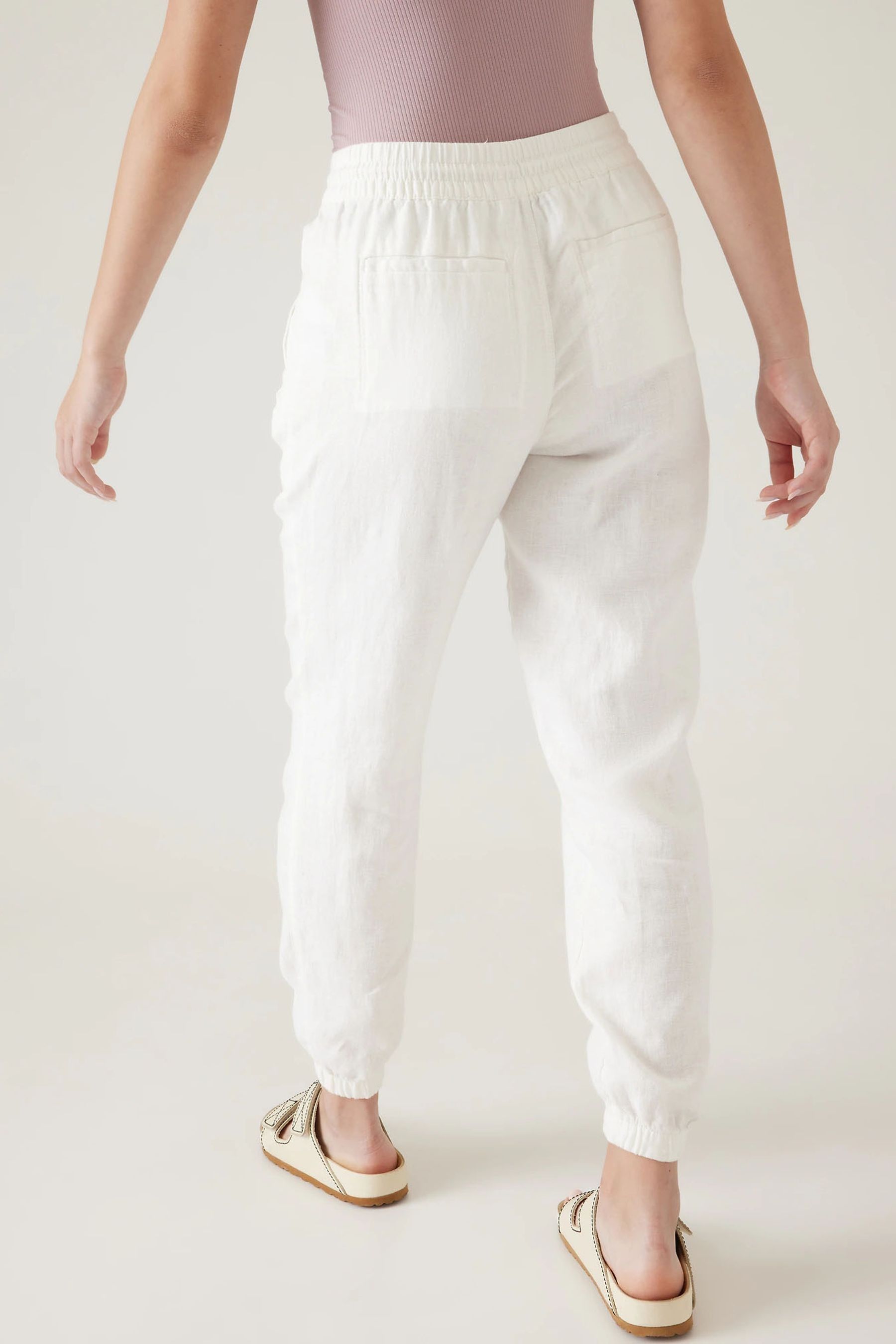 High waisted linen joggers shop