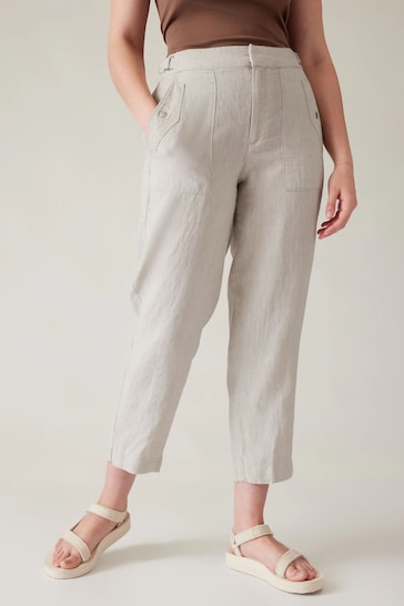 Buy Athleta Beige Voyager Linen Trousers from the Next UK online shop