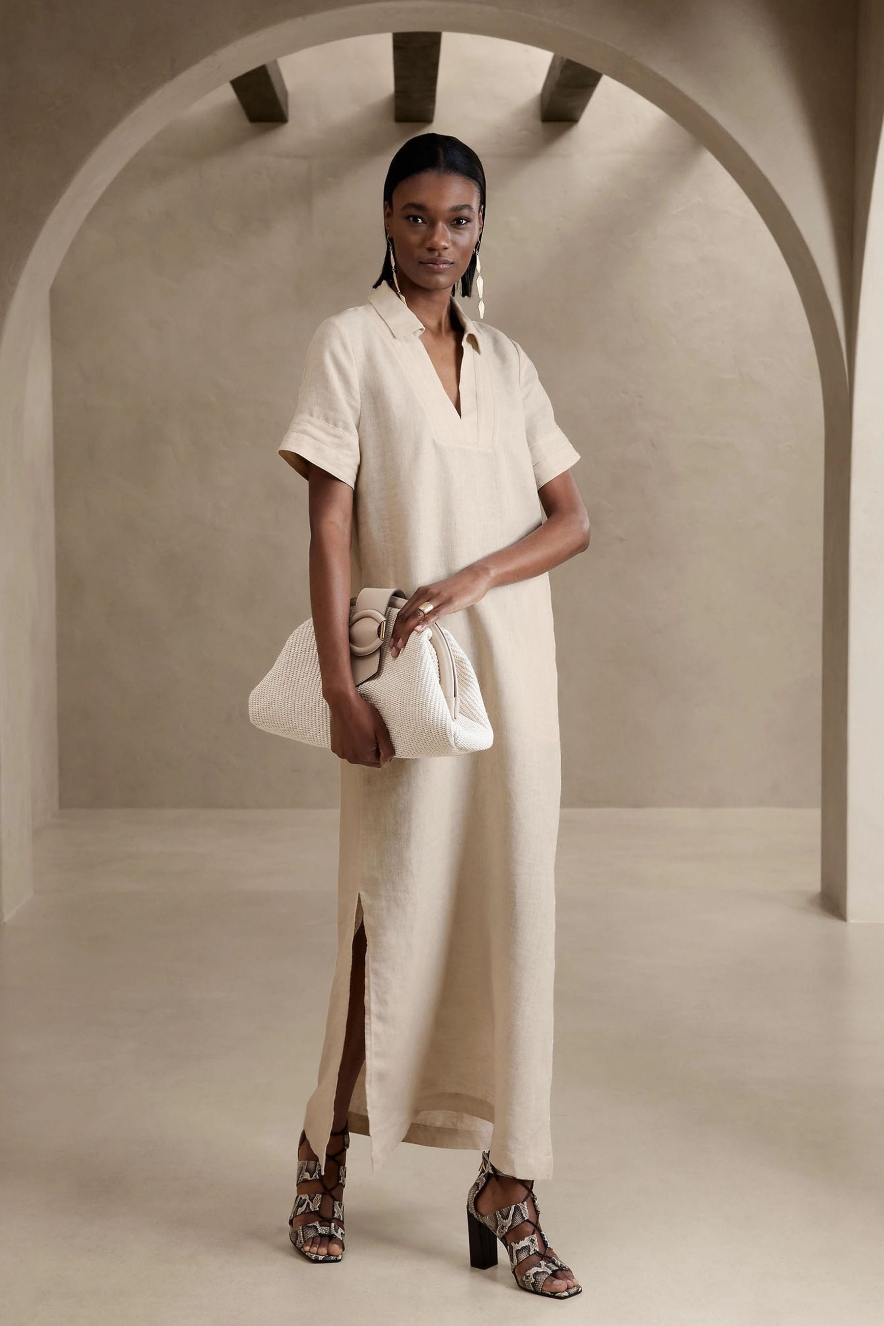 Linen shirt dress sales maxi